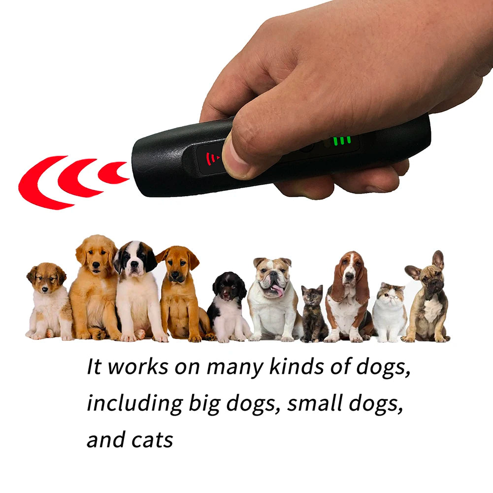 Ultrasonic Dog Repeller Rechargeable Plastic Dog Repellents with LED Flashlight Electronic Training Devices 3 Modes Pet Supplies
