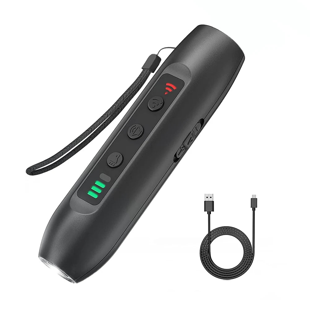 Ultrasonic Dog Repeller Rechargeable Plastic Dog Repellents with LED Flashlight Electronic Training Devices 3 Modes Pet Supplies