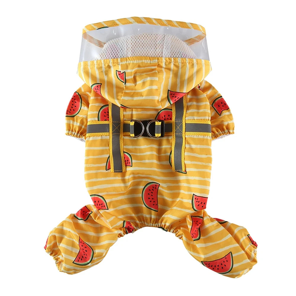 Dog Raincoat Dog Hooded Poncho 4 Legs Dog Rain Jacket with D Leash Ring Waterproof Dog Rain Clothes for Small Medium Dogs