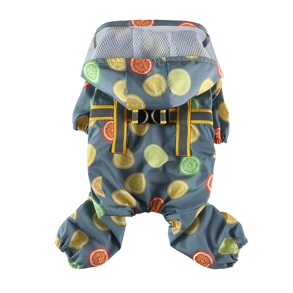 Dog Raincoat Dog Hooded Poncho 4 Legs Dog Rain Jacket with D Leash Ring Waterproof Dog Rain Clothes for Small Medium Dogs