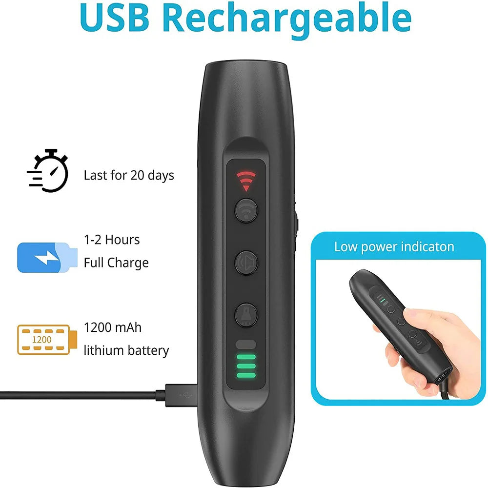 Ultrasonic Dog Repeller Rechargeable Plastic Dog Repellents with LED Flashlight Electronic Training Devices 3 Modes Pet Supplies