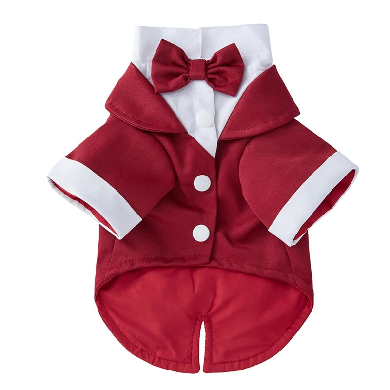 Pet Dog Tuxedo Formal Pet Wedding Party Suit for Small Medium Dogs Dog Boys Bow Tie Shirt Dog Cosplay Pet Dogs Gentleman Costume