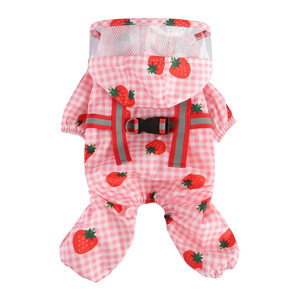 Dog Raincoat Dog Hooded Poncho 4 Legs Dog Rain Jacket with D Leash Ring Waterproof Dog Rain Clothes for Small Medium Dogs