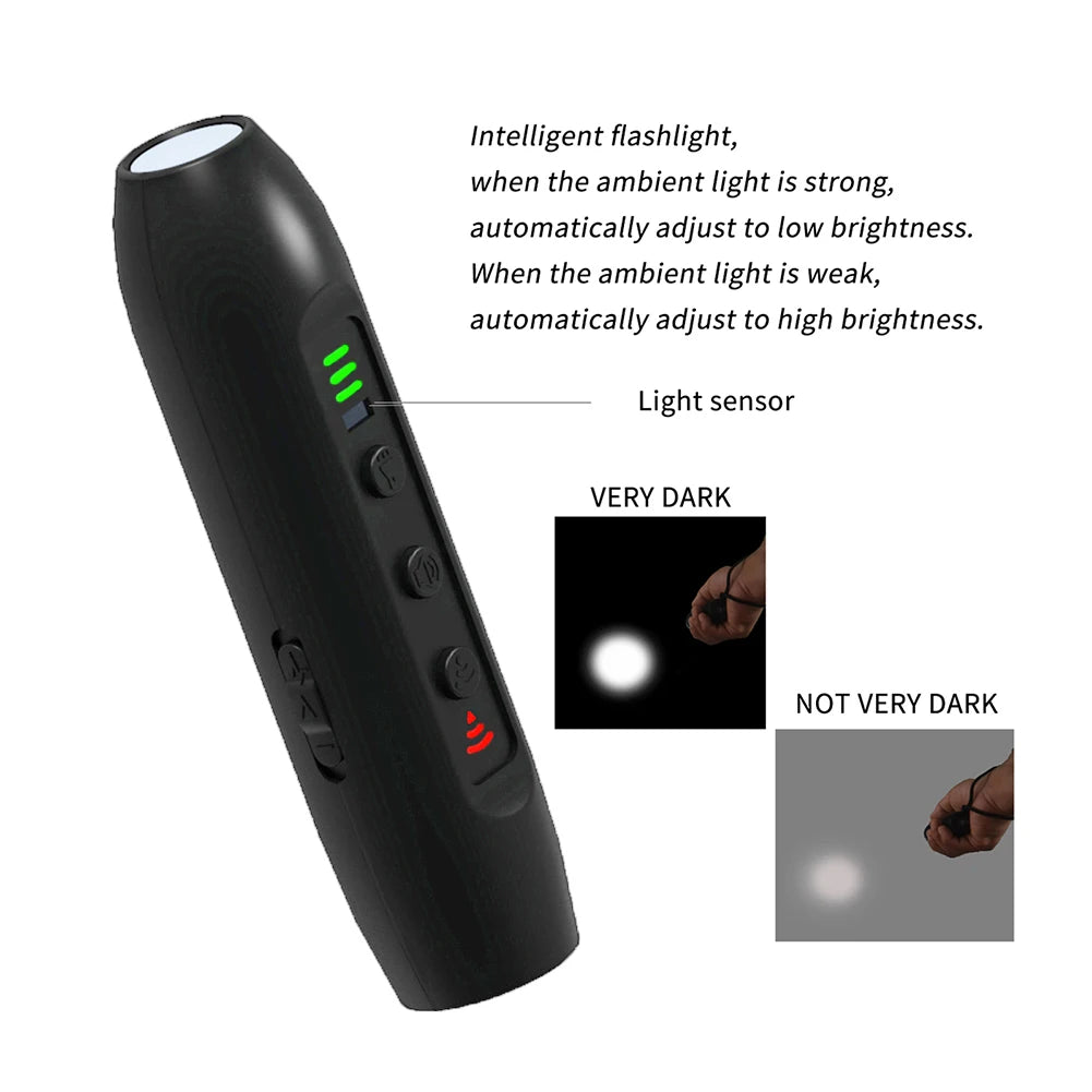 Ultrasonic Dog Repeller Rechargeable Plastic Dog Repellents with LED Flashlight Electronic Training Devices 3 Modes Pet Supplies