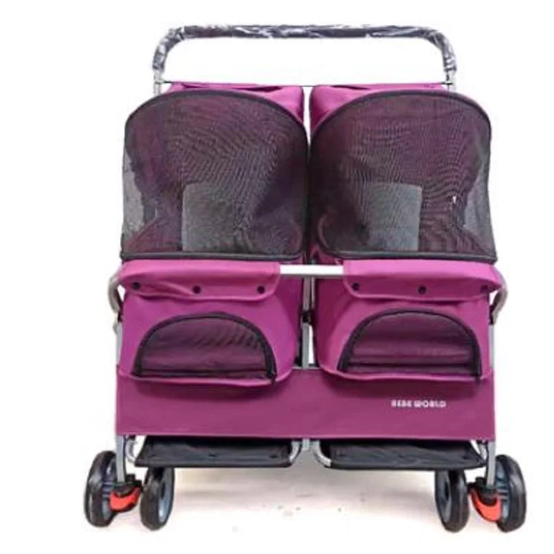 Advanced Double Seat Dog Prams, Light Folded, Instantly Cat Stroller, 8 Wheel Pet Strollers, Puppy Carrier, Outdoors Accessories