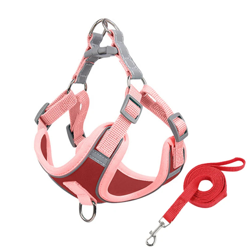 Adjustable Dog Harness for Small Dogs Cat Reflective Dog Harness and Leash Set Breathable Pet Harness Puppy Vest Dog Accessories