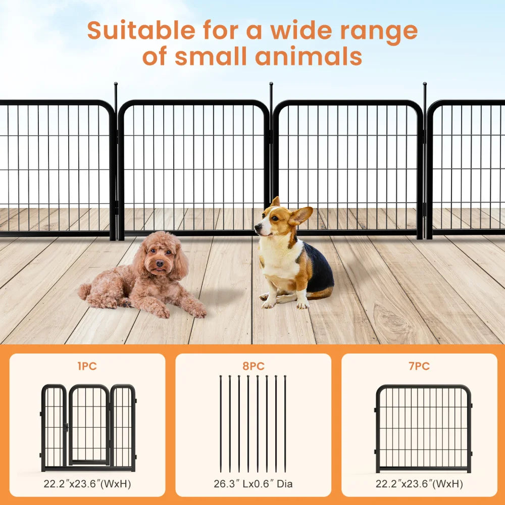 Dog Playpen Outdoor, 12 Panel Dog Fence 24" Pet Pen for Small Dogs Pet Exercise Pen for Puppy/Rabbit/Small Animals Portable