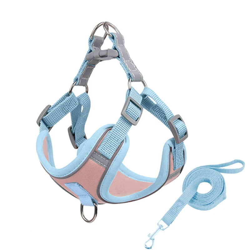 Adjustable Dog Harness for Small Dogs Cat Reflective Dog Harness and Leash Set Breathable Pet Harness Puppy Vest Dog Accessories