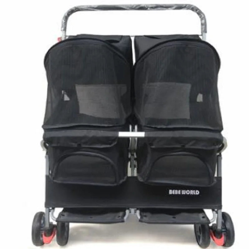Advanced Double Seat Dog Prams, Light Folded, Instantly Cat Stroller, 8 Wheel Pet Strollers, Puppy Carrier, Outdoors Accessories