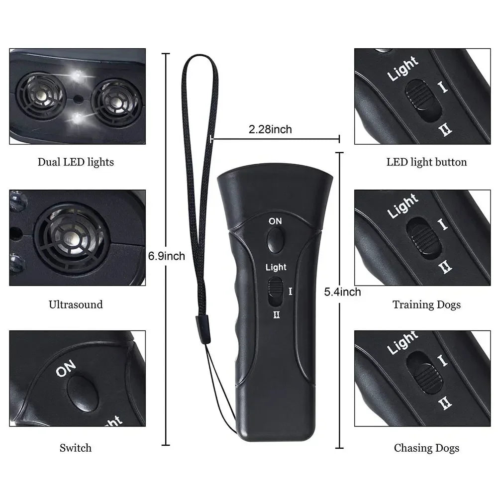 Pet Dog Repeller Anti Barking Stop Electric Shocker LED Ultrasonic Dogs Adapter Training Behavior Aids Without Battery