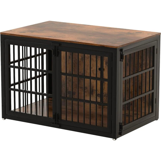 Heavy Duty Dog Crate Furniture, 47 Inch Wooden Dog Cage Kennel for Lrage and Extra Large Dogs, Decorative Pet House Furniture In