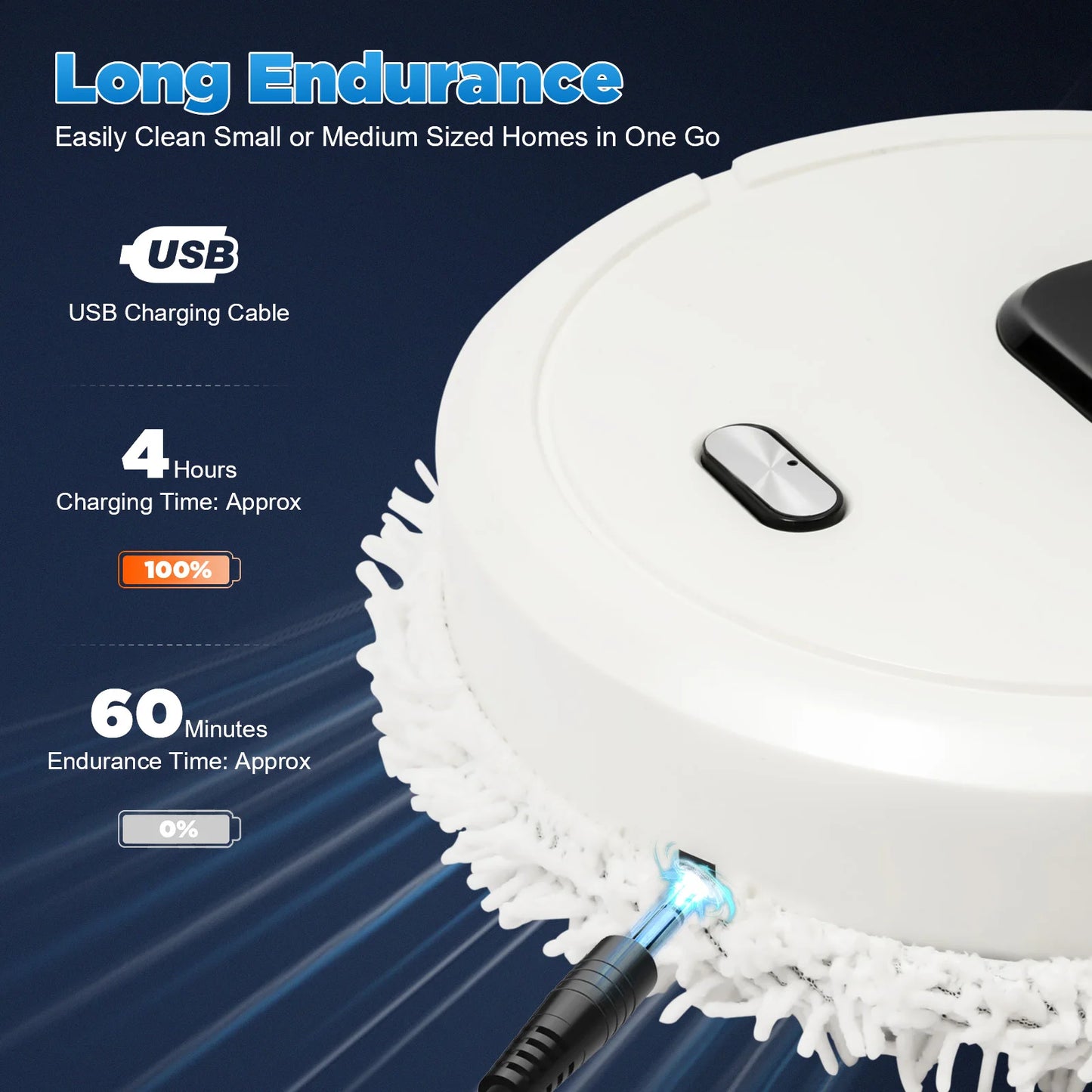 5W 10000Rpm Wet Dry Dual-purpose Mopping Machine 360° Full-Surround Wipe Automatic Mopping Machine