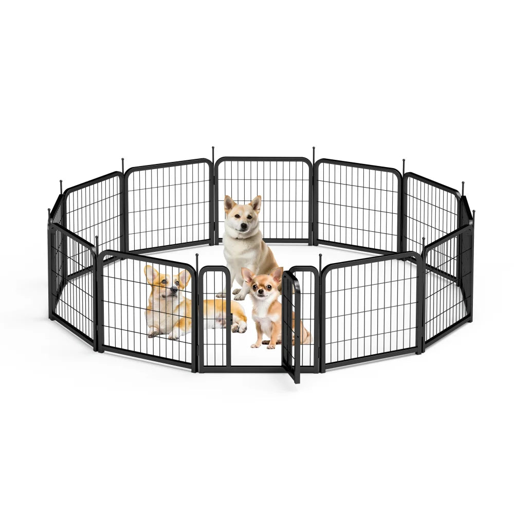 Dog Playpen Outdoor, 12 Panel Dog Fence 24" Pet Pen for Small Dogs Pet Exercise Pen for Puppy/Rabbit/Small Animals Portable