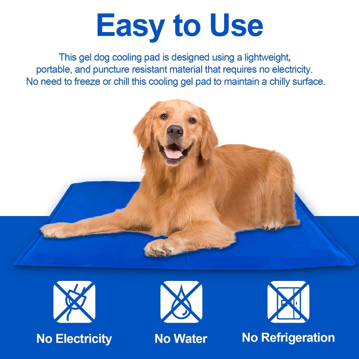 Pet Cooling Pad for Dogs and Cats, Pressure Activated Dog Cooling Pad, No Water or Refrigeration Required, Non-Toxic Gel