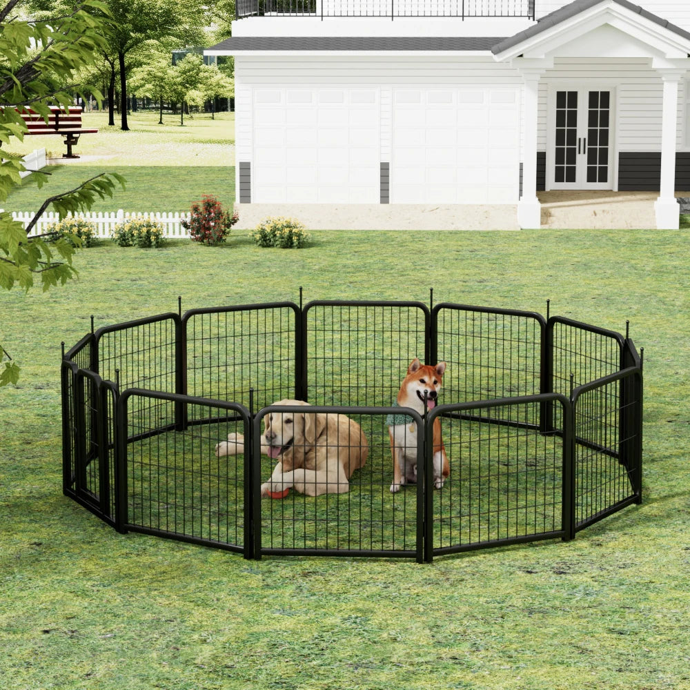 Dog Playpen Outdoor, 12 Panel Dog Fence 24" Pet Pen for Small Dogs Pet Exercise Pen for Puppy/Rabbit/Small Animals Portable