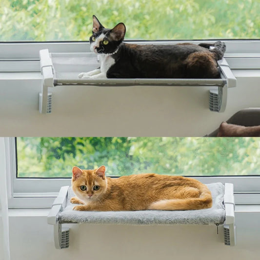 Mewoofun Cat Window Large 55x35cm Adjustable Cat Window Bed Lying Seat with 2-sided Cushion Sturdy Holding Up to 18kg