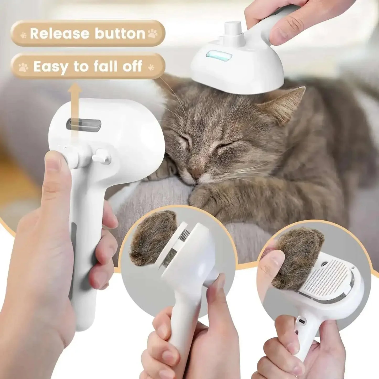 3 In 1 Pet Spray Grooming Comb Steamy Floating One Click Hair Removal Cleaning Steam Brush Styling for Dogs Cats Accessories