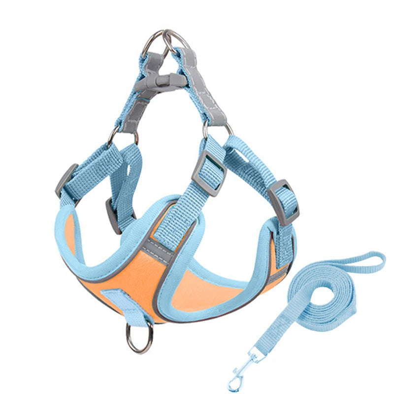 Adjustable Dog Harness for Small Dogs Cat Reflective Dog Harness and Leash Set Breathable Pet Harness Puppy Vest Dog Accessories