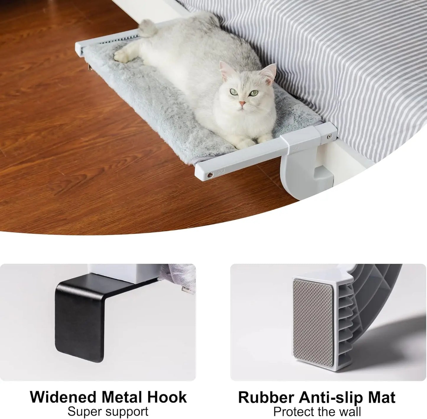 Mewoofun Cat Window Large 55x35cm Adjustable Cat Window Bed Lying Seat with 2-sided Cushion Sturdy Holding Up to 18kg