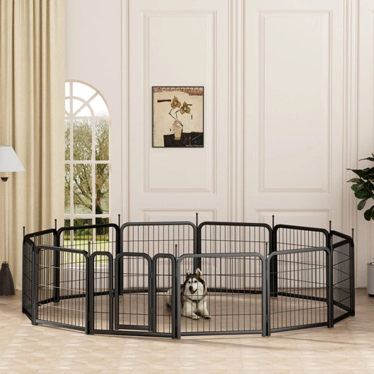 Dog Playpen Outdoor, 12 Panel Dog Fence 24" Pet Pen for Small Dogs Pet Exercise Pen for Puppy/Rabbit/Small Animals Portable