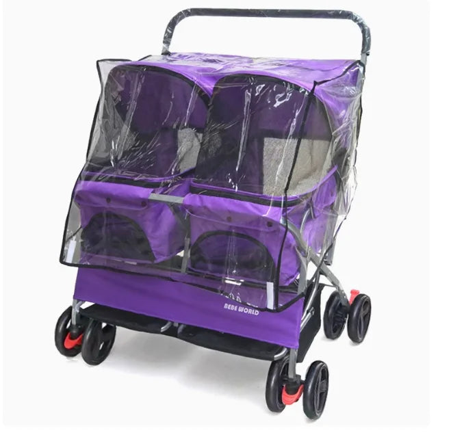 Advanced Double Seat Dog Prams, Light Folded, Instantly Cat Stroller, 8 Wheel Pet Strollers, Puppy Carrier, Outdoors Accessories